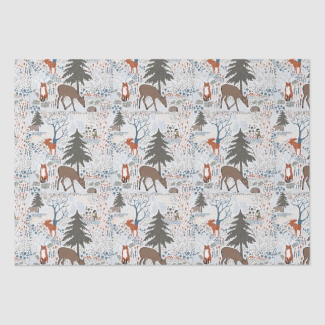 Waldtiere Winterwald Seidenpapier (Vorderseite)