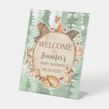 Waldtiere Woodland Babydusche Begrüßungszeichen