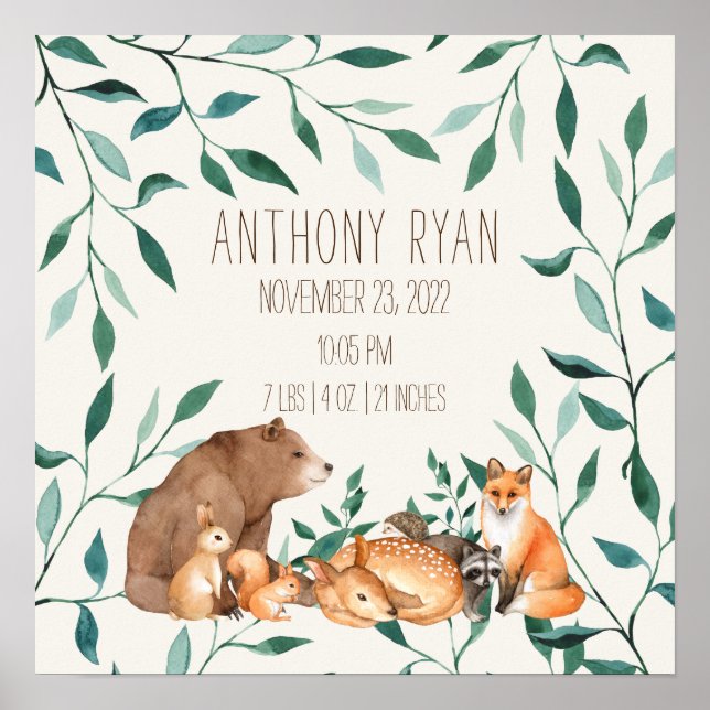 Waldtierfreunde Geburtsstaates Poster (Vorne)