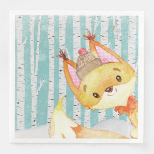 Waldtierfreunde in Winterc$wald-fox Serviette
