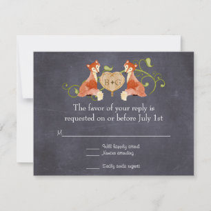 Waldtierkreaturen, Fox n Vines Hochzeiten RSVP Karte