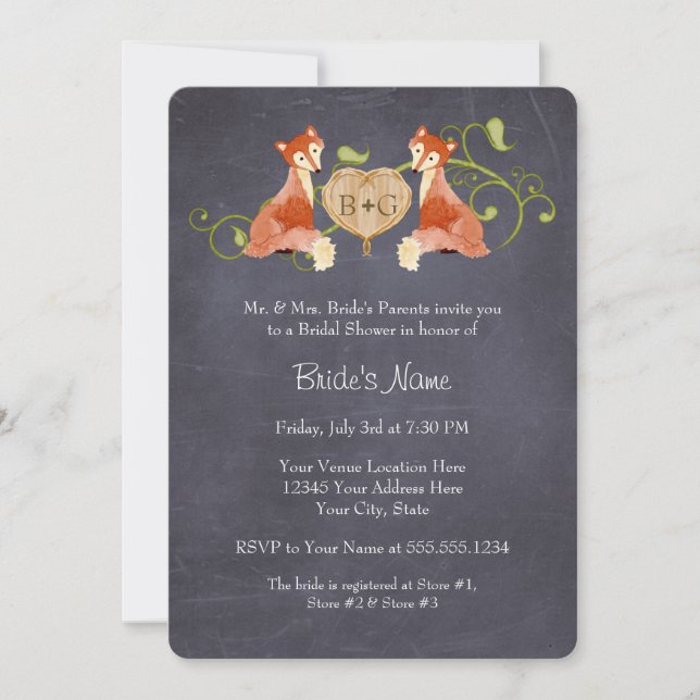 Waldtierkreaturen, Fox n Vines Hochzeiten Save The Date (Vorderseite)