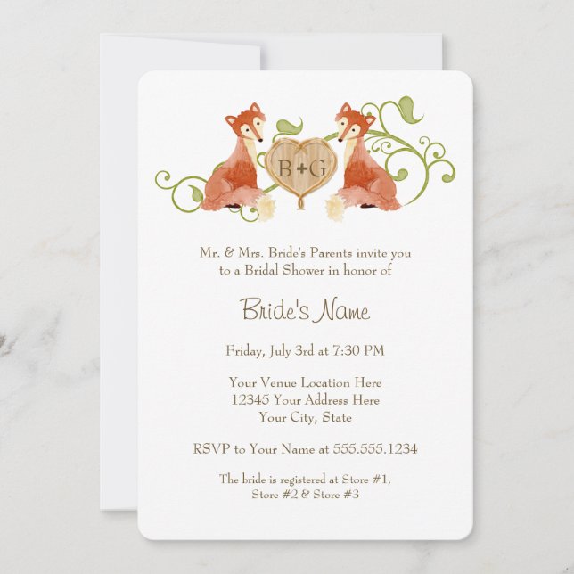 Waldtierkreaturen, Fox n Vines Hochzeiten Save The Date (Vorderseite)