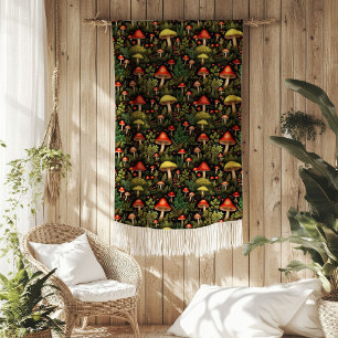 Waldtraum-Decke im vintage Pilz-Stil Fleecedecke