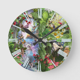 Waldträume aus dem Feenwesen des Königreichs Runde Wanduhr