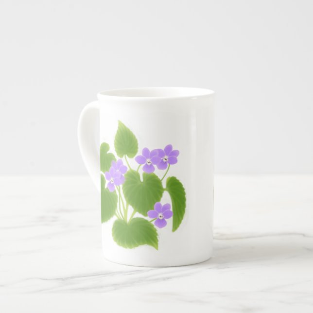 Waldveilchen-Knochen-China-Tasse Prozellantasse (Vorderseite Links)