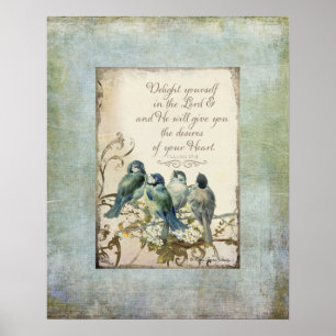 Waldvögel - Bluebirds auf einer Zweigstelle Poster