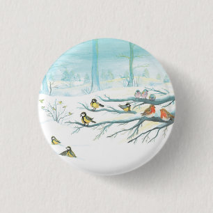 Waldvögel im Winter Button