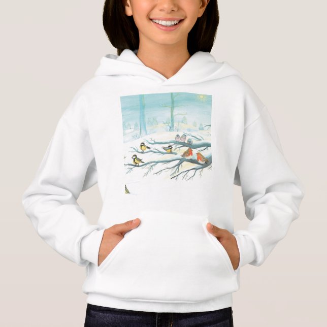 Waldvögel im Winter Hoodie (Vorderseite)