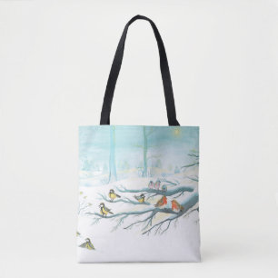Waldvögel im Winter Totbeutel Tasche