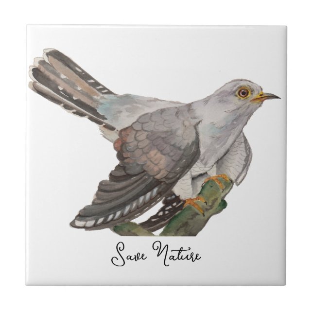 Waldvögel in Aquarellen Fliese (Vorderseite)