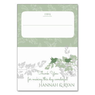 Waldvögel und Blattgrün Tischnummer