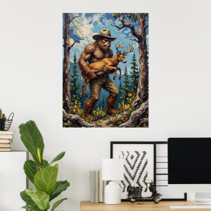 Waldwächter: Bigfoot and the Deer Poster
