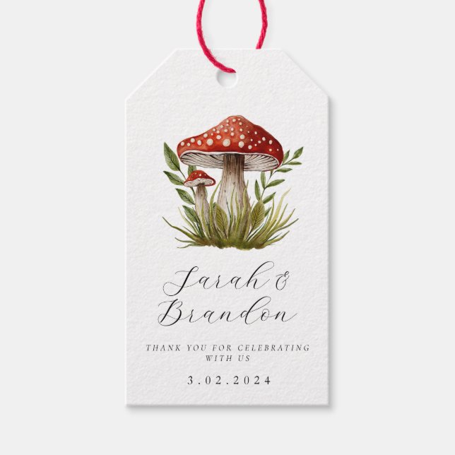 Waldwald Aquarell Pilz Danke Geschenkanhänger (Vorderseite)