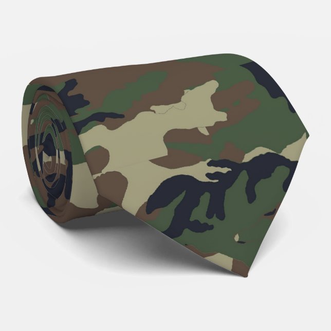 Waldwald Green Camouflage Muster Krawatte (Gerollt)