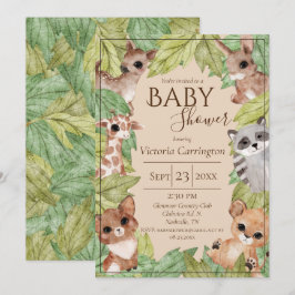 Waldwald Jungle Tiere Grüne Baby Einladung