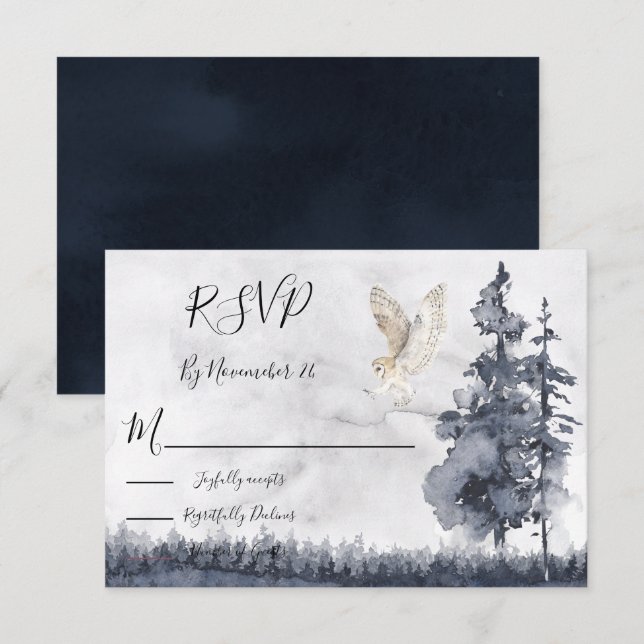 Waldwald von Barn Owl Hochzeitkarten RSVP Karte (Vorne/Hinten)
