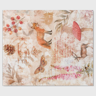 Waldwald Wildlife Fox Deoupage Geschenkpapier
