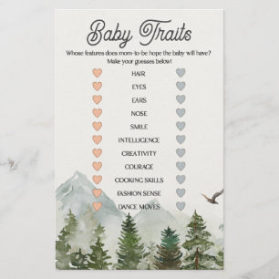 Waldwaldbaby-Eigenschaften Babyduschenspiel