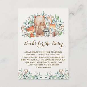 Waldwaldbaby-Tiere holen ein Buch Begleitkarte