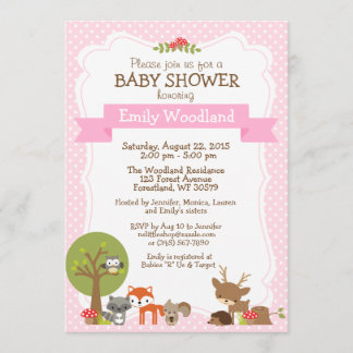 WaldwaldBabyparty-Einladungsrosa Einladung