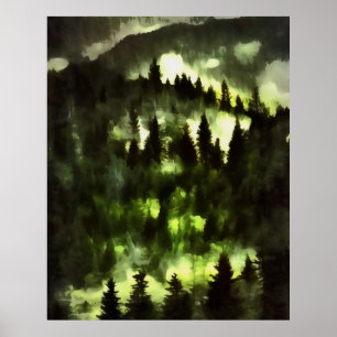 Waldwaldlandschaften - Malerei Poster