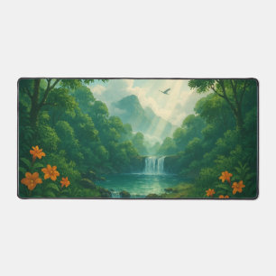 Waldwasserfall Landschaft Schreibtischunterlage