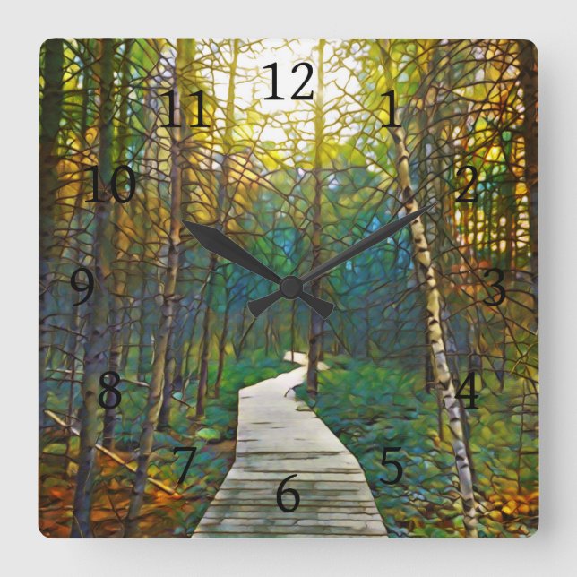 Waldweg 263 quadratische wanduhr (Vorderseite)