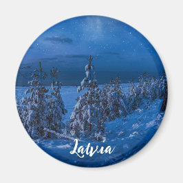 Waldweg bei Winternachtmagnet Magnet