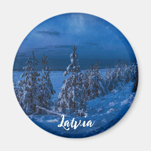 Waldweg bei Winternachtmagnet Magnet