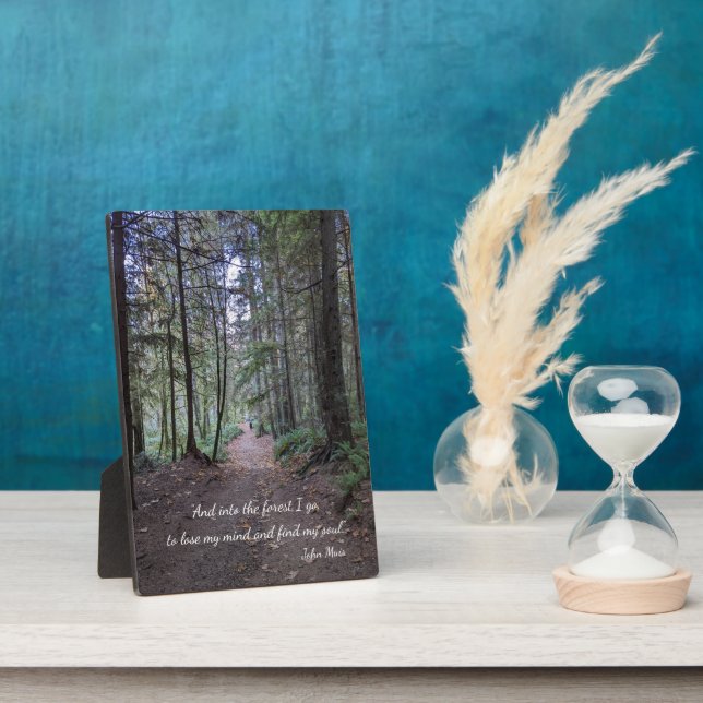 Waldweg Foto mit John Muir Quote Fotoplatte (Seite)