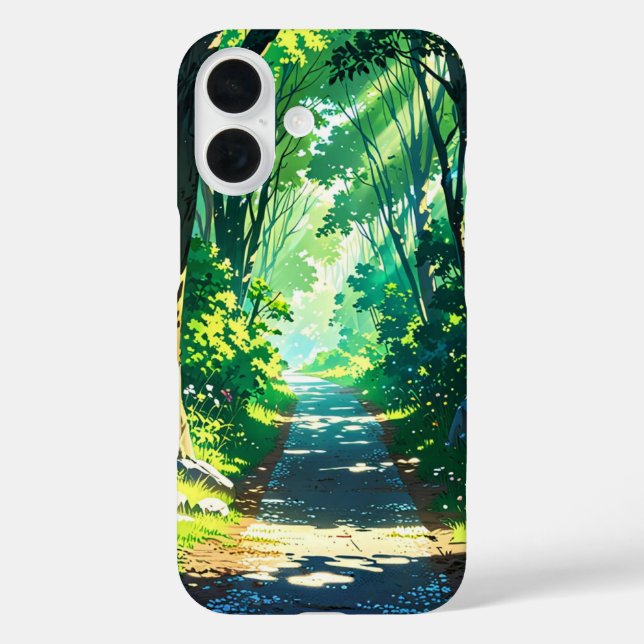 Waldweg Frühjahr - Anime Landschaft iPhone 16 Hülle (Rückseite)