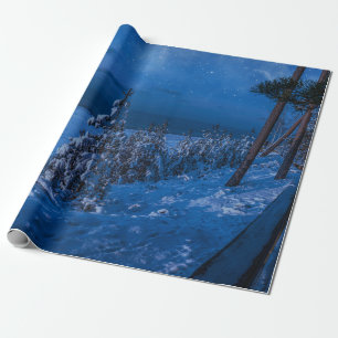 Waldweg in der Winternacht Geschenkpapier