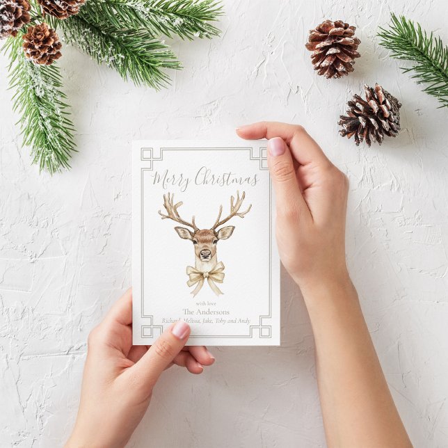 Waldwild Feiertagskarte (Deer with Gold Bow Christmas card)