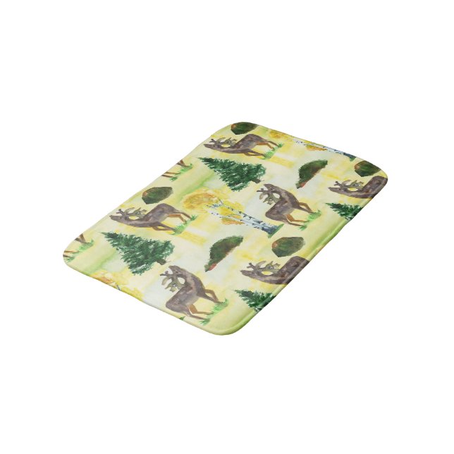 Waldwild Wasserfarbe Badematte (Schrägansicht)