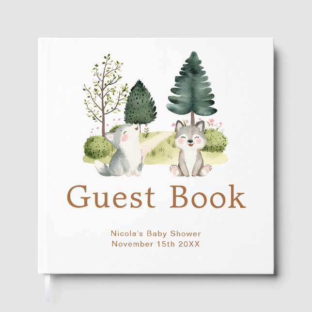Waldwolf-Baby-Party Gästebuch (Vorderseite)