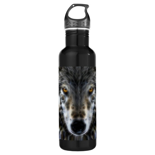 Waldwolf-inspirierend Porträt Trinkflasche (Vorderseite)