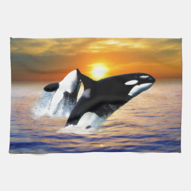 Wale bei Sonnenuntergang Handtuch (Horizontal)
