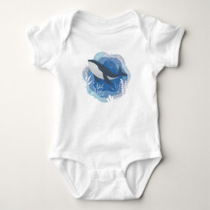 Wale & Korallen in Ocean Paper Art Illustration Baby Strampler