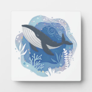 Wale & Korallen in Ocean Paper Art Illustration Fotoplatte