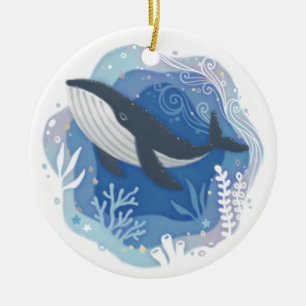 Wale & Korallen in Ocean Paper Art Illustration Keramik Ornament