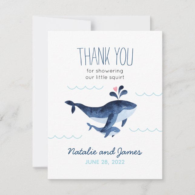 Wale Nautical Under Sea Baby Shower Dankeskarte (Vorderseite)