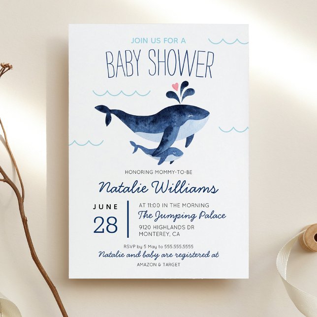 Wale Nautical Under Sea Baby Shower Einladung (Von Creator hochgeladen)