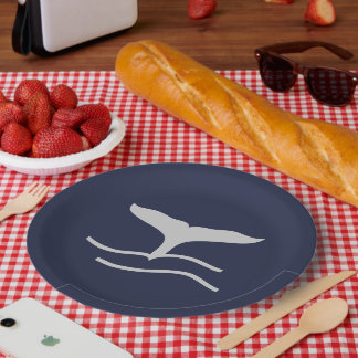 Wale Schwanz Kontur Navy und Gray Porcelain Servin Pappteller