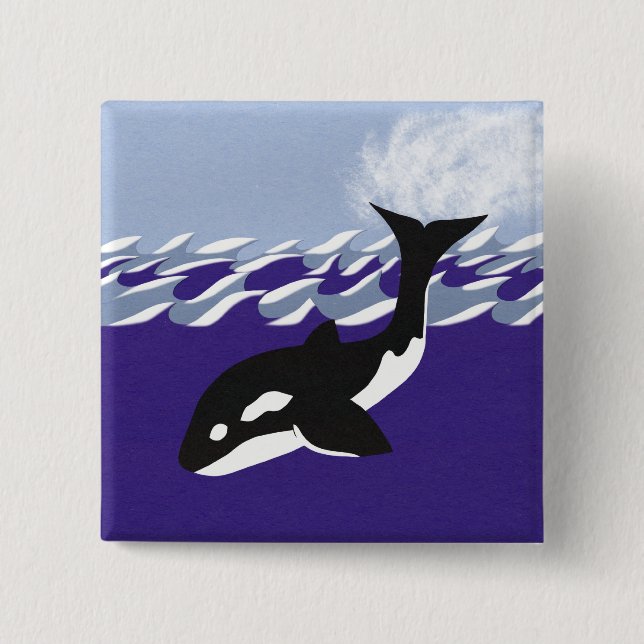 Wale Schwimmen im Ozean Button (Vorderseite)
