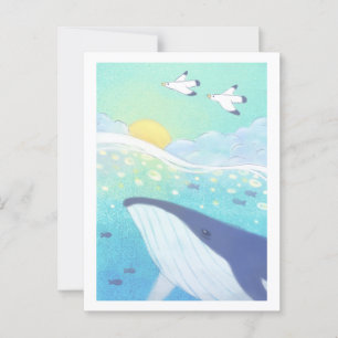 Wale, Seagulls und Illustrationen im Sommer des Oz Postkarte
