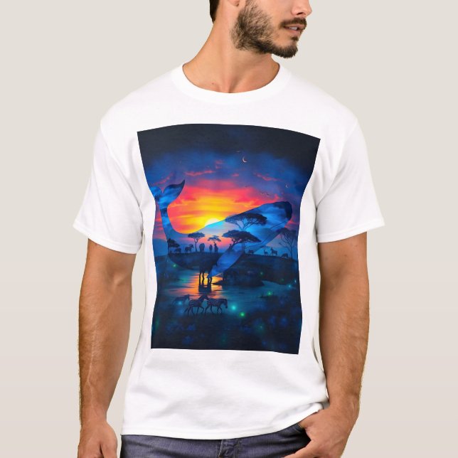 Wale und afrikanische Wildtiere Sonnenuntergang &  T-Shirt (Vorderseite)