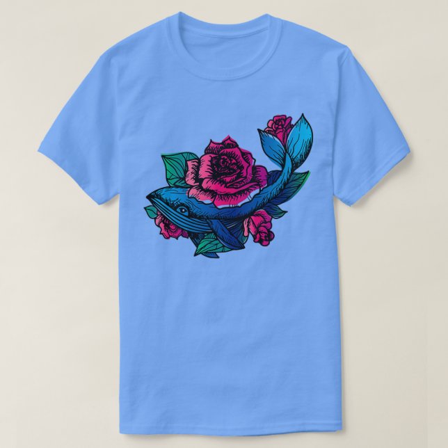 Wale und Rose T-Shirt (Design vorne)
