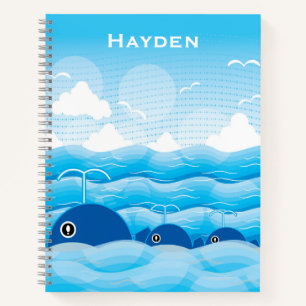 Wale und Wellen Ozean Blau Personalisiert Notizbuch