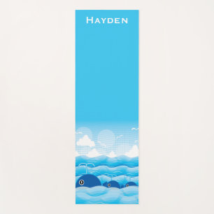 Wale und Wellen Ozean Blau Personalisiert Yogamatte